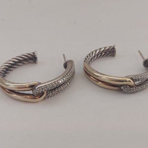 SILVER & GOLD PAVE EARRINGS